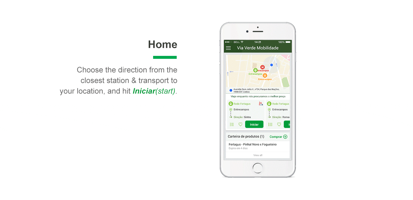Via Verde Mobility Mobile App project gif