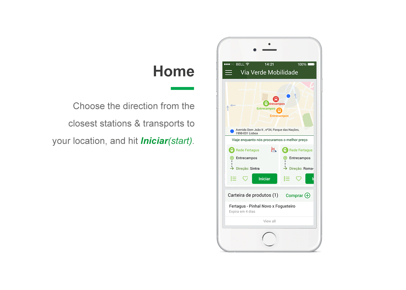 Via Verde Mobility Mobile App project gif