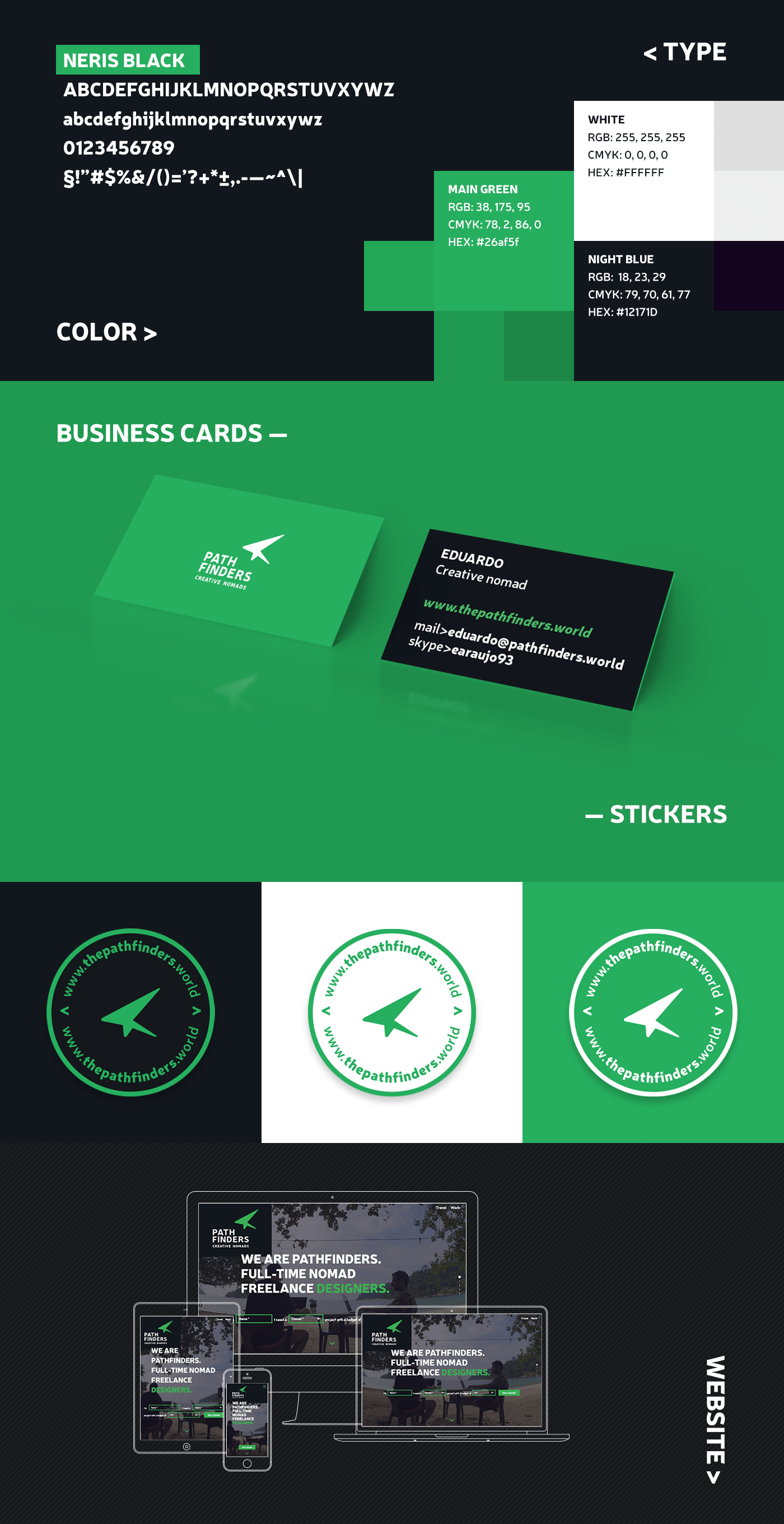 Pathfinders Type, Color, Stickers & Website for desktop